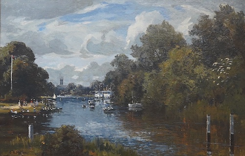 Campbell Archibald Mellon (1876-1955), oil on canvas, Hampton on Thames, signed, applied plaque to the frame, 34 x 52cm. Condition - good